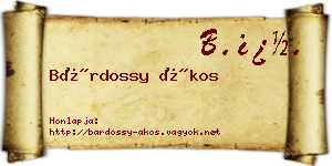 Bárdossy Ákos névjegykártya